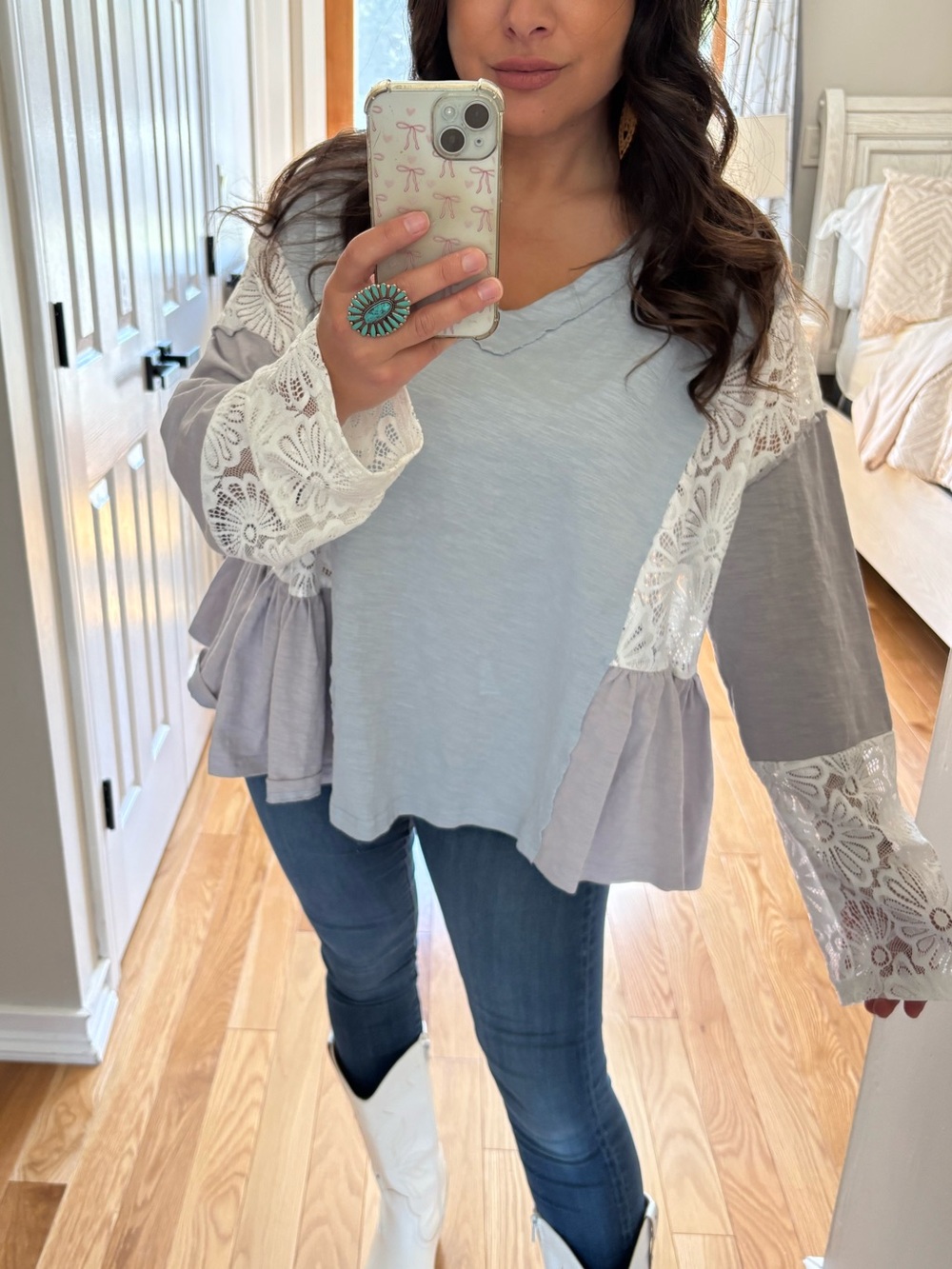 Patchwork lace boho top